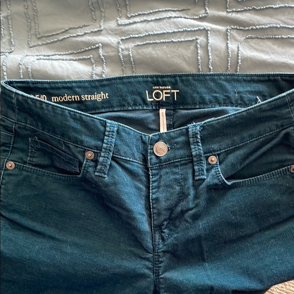 Ann Taylor LOFT Women's Straight Leg Corduroy- Dark teal Blue